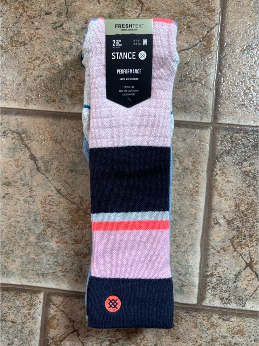 NWT 2 pairs Stance Performance Powdered Mid Poly Snow Socks sz M